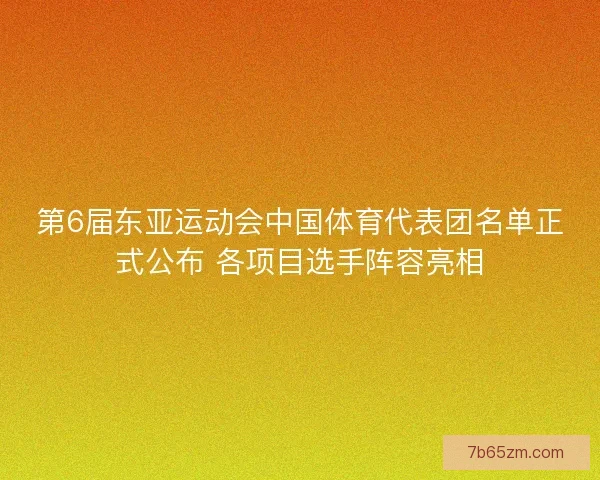 第6届东亚运动会中国体育代表团名单正式公布 各项目选手阵容亮相
