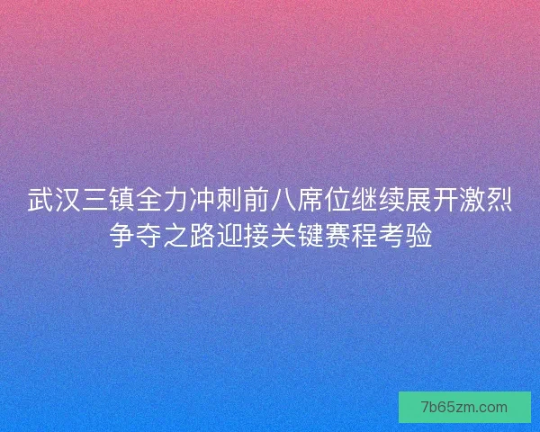 武汉三镇全力冲刺前八席位继续展开激烈争夺之路迎接关键赛程考验